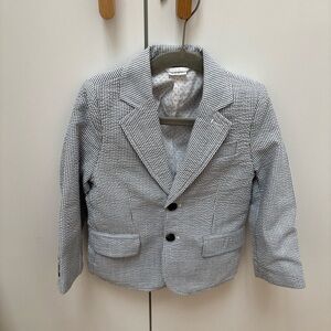 Egg Baby Seersucker Blue White Striped Blazer Suit Jacket Suit toddler boy 3T